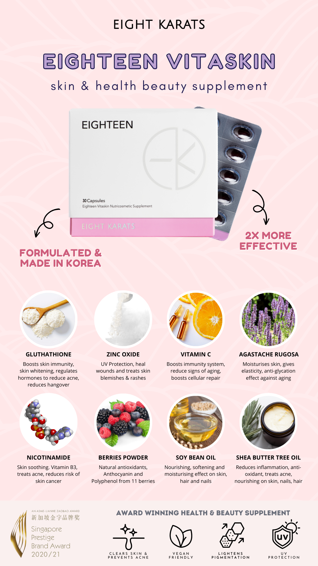 * Eight Karats Eighteen Vitaskin Nutricosmetic (VEGAN)